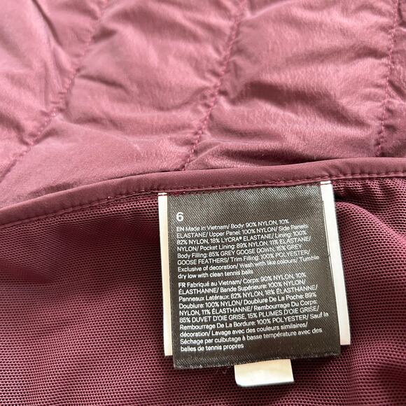 Lululemon Athletica Down For It All Vest Maroon Women’s Size 6 Goose Down Puffer - Picture 9 of 11